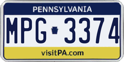 PA license plate MPG3374