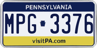 PA license plate MPG3376