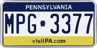 PA license plate MPG3377