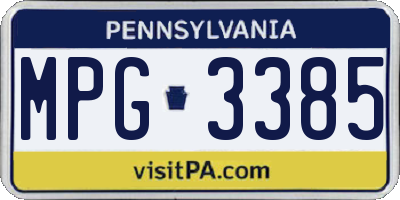 PA license plate MPG3385