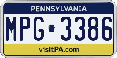 PA license plate MPG3386