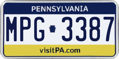 PA license plate MPG3387