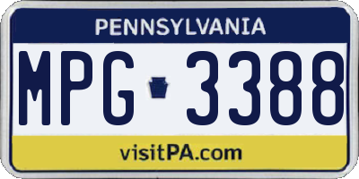 PA license plate MPG3388