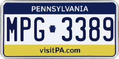 PA license plate MPG3389