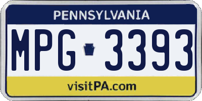 PA license plate MPG3393