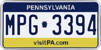 PA license plate MPG3394