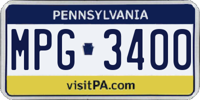 PA license plate MPG3400