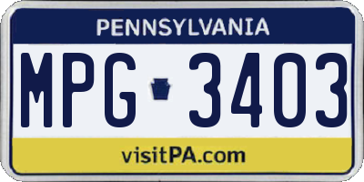PA license plate MPG3403