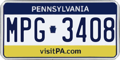 PA license plate MPG3408