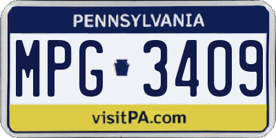 PA license plate MPG3409