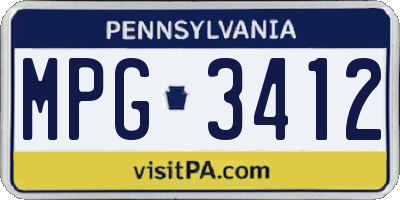 PA license plate MPG3412