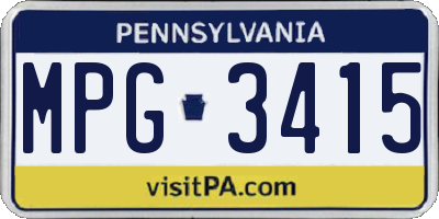 PA license plate MPG3415