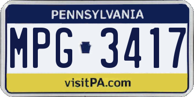 PA license plate MPG3417