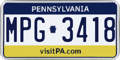 PA license plate MPG3418
