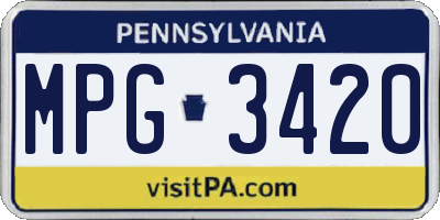 PA license plate MPG3420