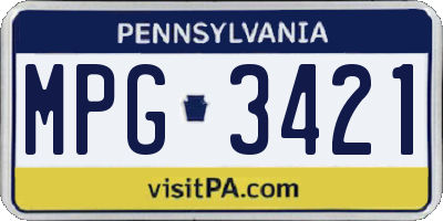 PA license plate MPG3421