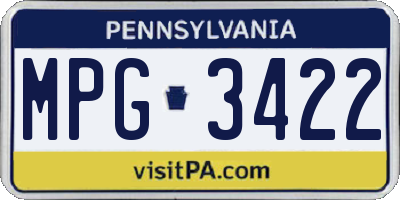 PA license plate MPG3422