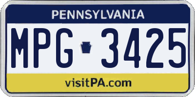PA license plate MPG3425