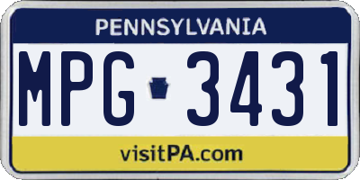 PA license plate MPG3431