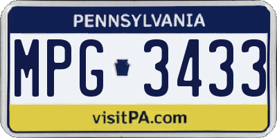 PA license plate MPG3433