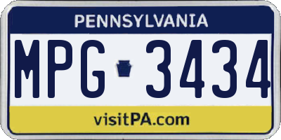 PA license plate MPG3434