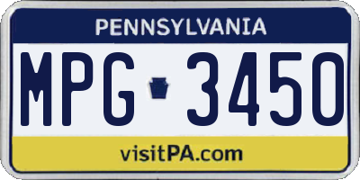 PA license plate MPG3450