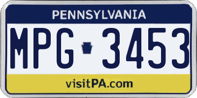 PA license plate MPG3453