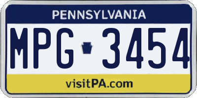 PA license plate MPG3454