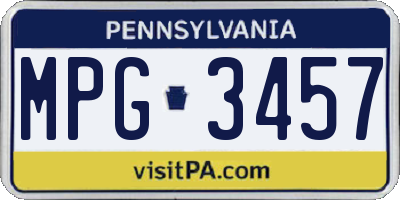 PA license plate MPG3457