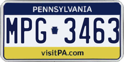 PA license plate MPG3463