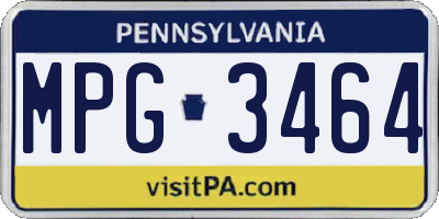 PA license plate MPG3464