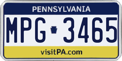 PA license plate MPG3465