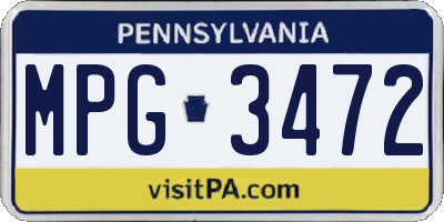 PA license plate MPG3472