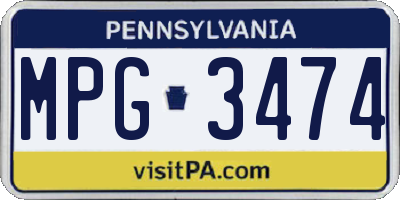 PA license plate MPG3474