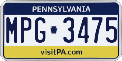 PA license plate MPG3475