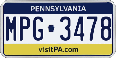 PA license plate MPG3478