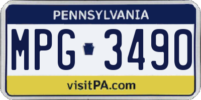 PA license plate MPG3490