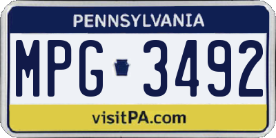 PA license plate MPG3492