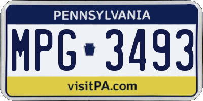 PA license plate MPG3493