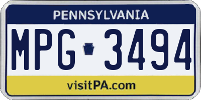 PA license plate MPG3494