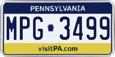PA license plate MPG3499
