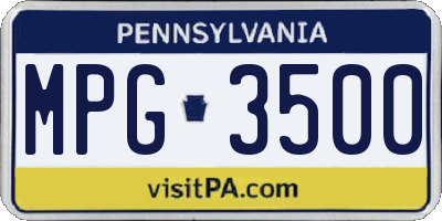 PA license plate MPG3500