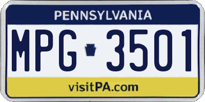 PA license plate MPG3501