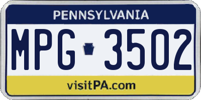 PA license plate MPG3502