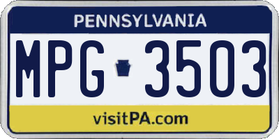 PA license plate MPG3503