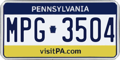 PA license plate MPG3504