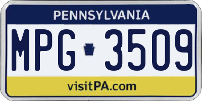 PA license plate MPG3509