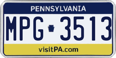 PA license plate MPG3513