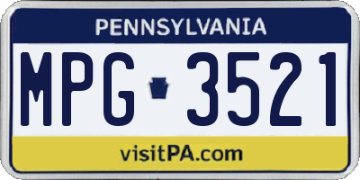 PA license plate MPG3521