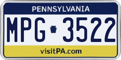 PA license plate MPG3522